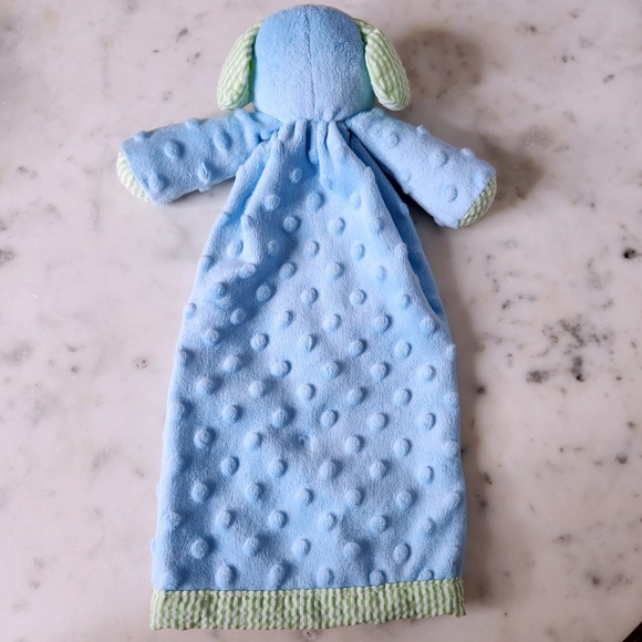 Mud Pie Baby Security Blanket Blue Puppy Cuddle Pal Lovey Soft Plush Satin Minky - Picture 5 of 5